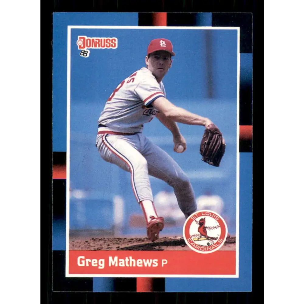 1988 Donruss #84 Greg Mathews EX St. Louis Cardinals Baseball Card Image 1