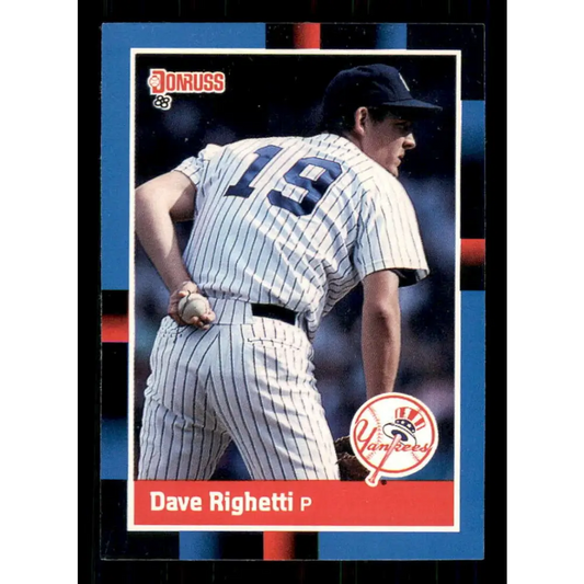 1988 Donruss #93 Dave Righetti EX New York Yankees Baseball Card Image 1