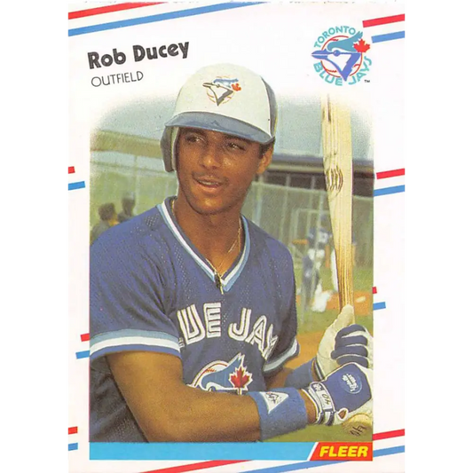 1988 Fleer #107 Rob Ducey EX Excellent RC Rookie Toronto Blue Jays Baseball Card  Image 1