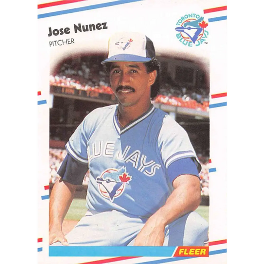 1988 Fleer #122 Jose Nunez EX Excellent RC Rookie Toronto Blue Jays Baseball Card  Image 1