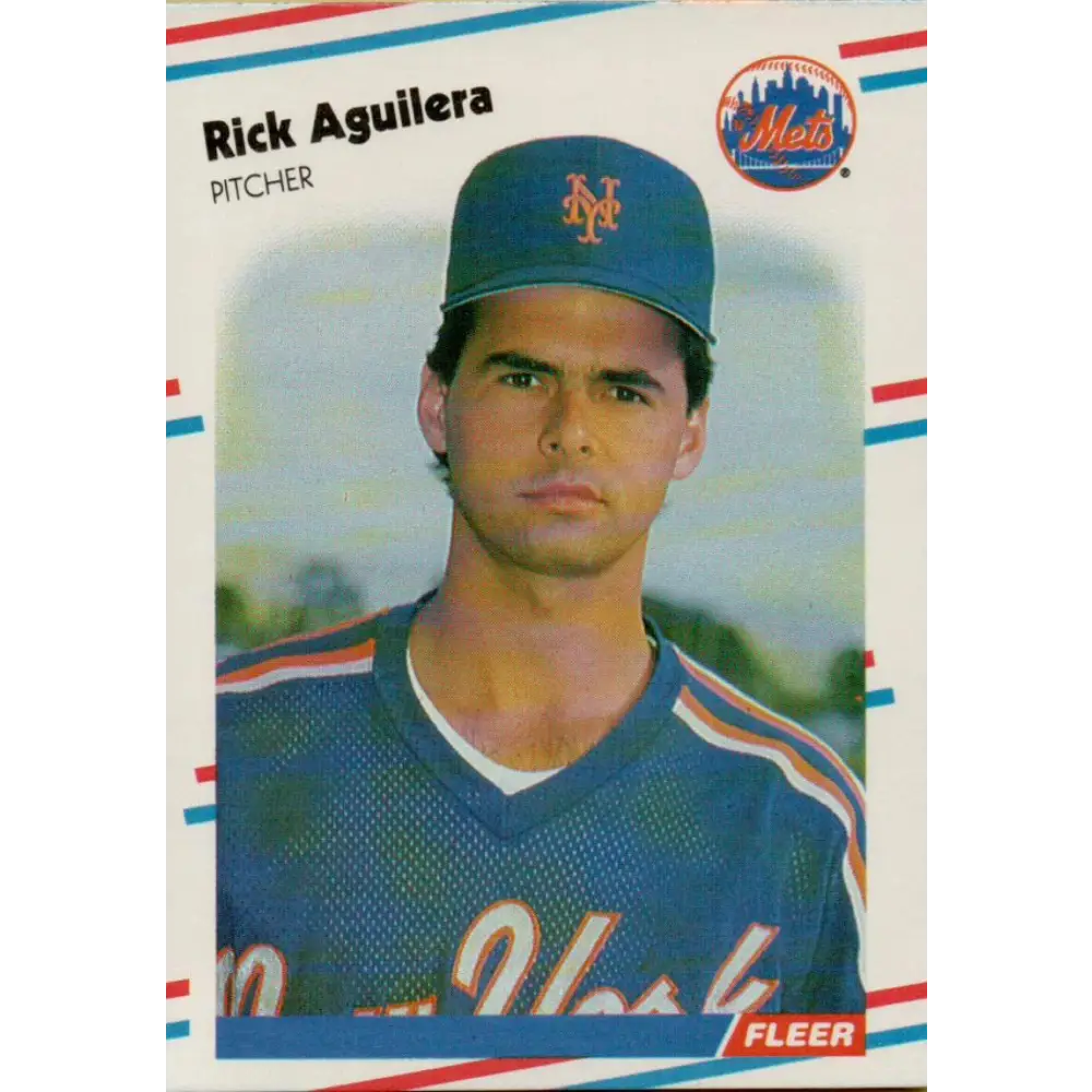 1988 Fleer #127 Rick Aguilera EX Excellent New York Mets Baseball Card  Image 1