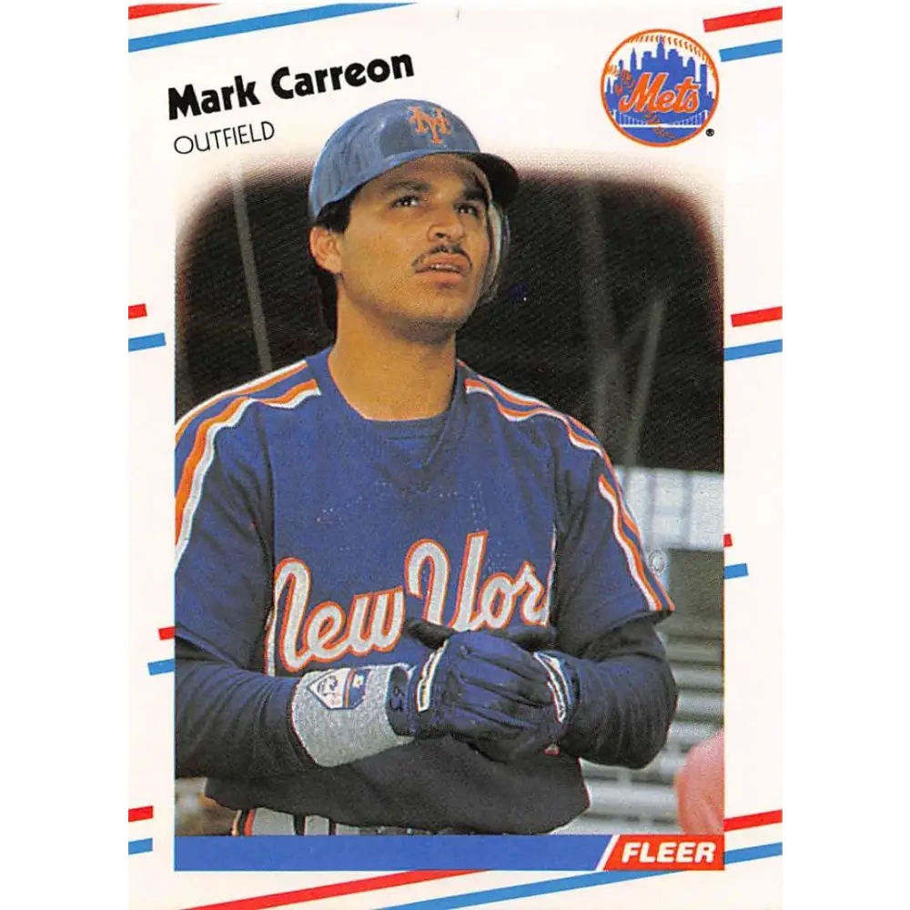 1988 Fleer #129 Mark Carreon EX Excellent RC Rookie New York Mets Baseball Card  Image 1