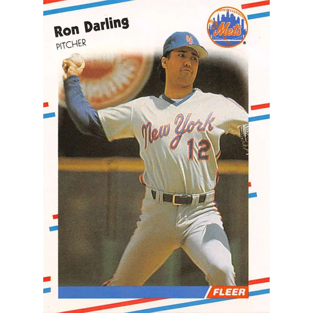 1988 Fleer #132 Ron Darling EX Excellent New York Mets Baseball Card  Image 1
