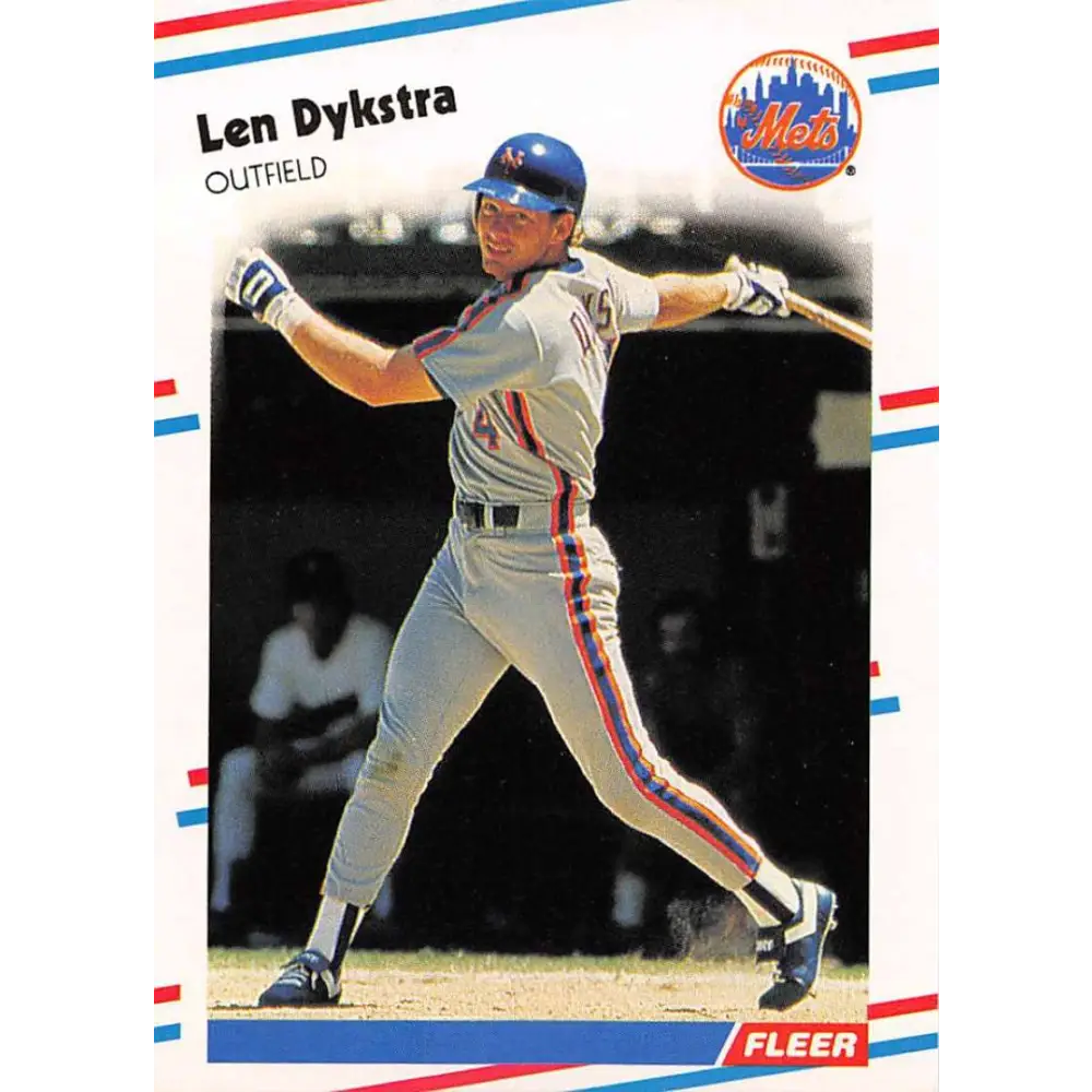 1988 Fleer #133 Lenny Dykstra EX Excellent New York Mets Baseball Card  Image 1