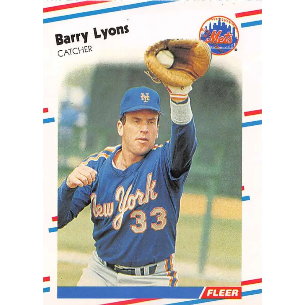 1988 Fleer #140 Barry Lyons EX Excellent RC Rookie New York Mets Baseball Card  Image 1