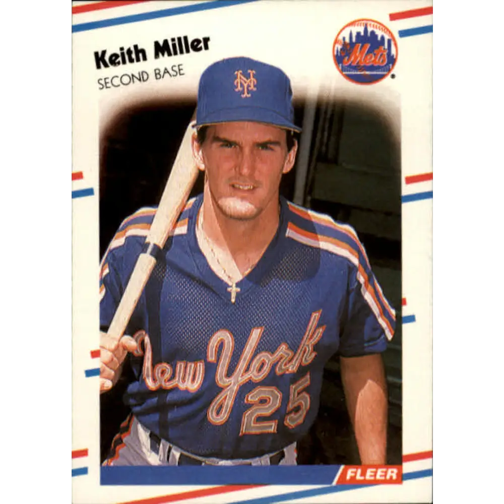 1988 Fleer #144 Keith Miller EX Excellent RC Rookie New York Mets Baseball Card  Image 1
