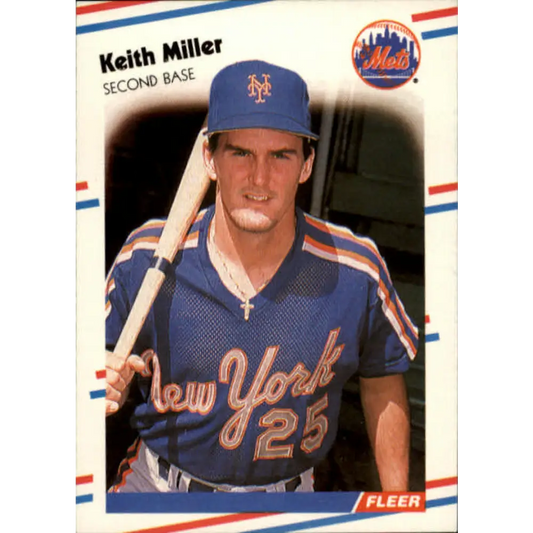 1988 Fleer #144 Keith Miller EX Excellent RC Rookie New York Mets Baseball Card  Image 1