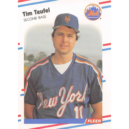 1988 Fleer #152 Tim Teufel EX Excellent New York Mets Baseball Card  Image 1