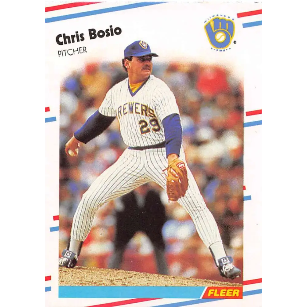 1988 Fleer #156 Chris Bosio EX Excellent Milwaukee Brewers Baseball Card  Image 1