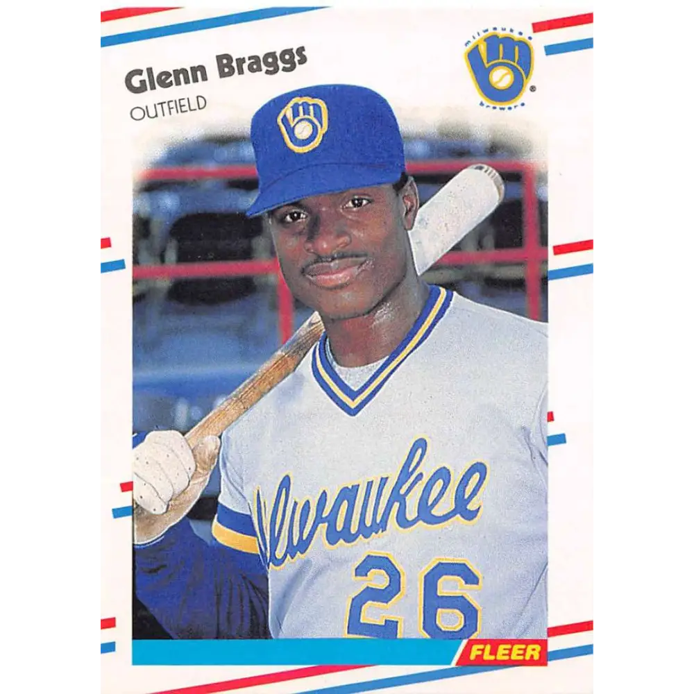 1988 Fleer #157 Glenn Braggs EX Excellent Milwaukee Brewers Baseball Card  Image 1