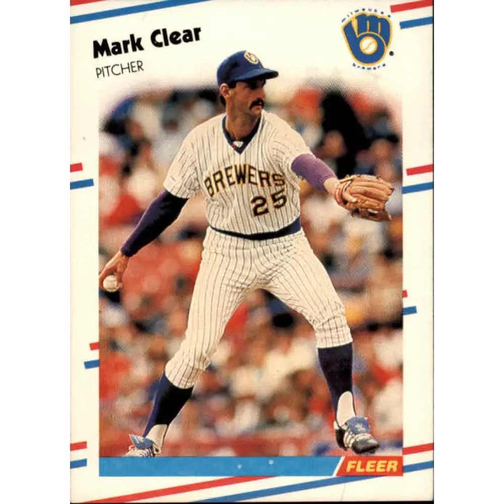 1988 Fleer #160 Mark Clear EX Excellent Milwaukee Brewers Baseball Card  Image 1