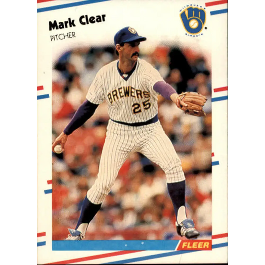 1988 Fleer #160 Mark Clear EX Excellent Milwaukee Brewers Baseball Card  Image 1