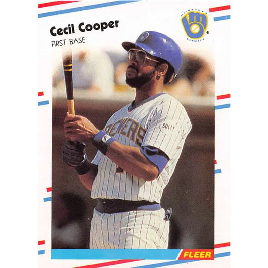 1988 Fleer #161 Cecil Cooper EX Excellent Milwaukee Brewers Baseball Card  Image 1