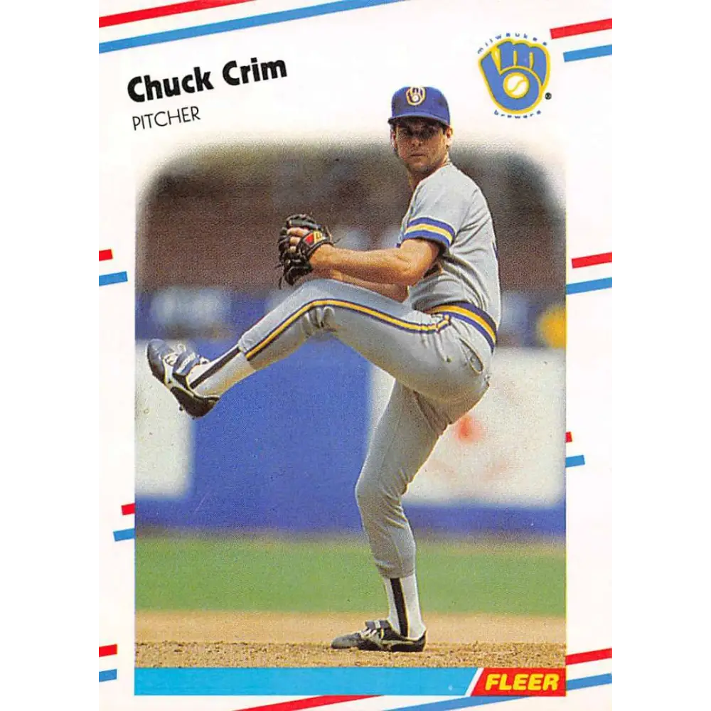 1988 Fleer #162 Chuck Crim EX Excellent RC Rookie Milwaukee Brewers Baseball Card  Image 1