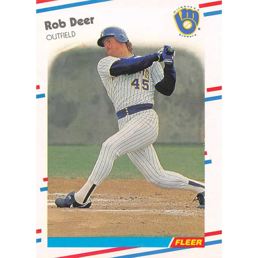 1988 Fleer #163 Rob Deer EX Excellent Milwaukee Brewers Baseball Card  Image 1