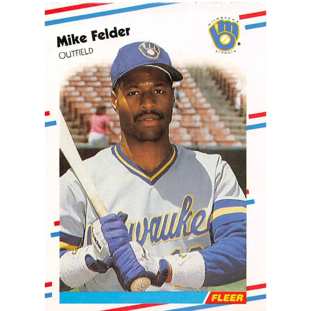 1988 Fleer #164 Mike Felder EX Excellent Milwaukee Brewers Baseball Card  Image 1