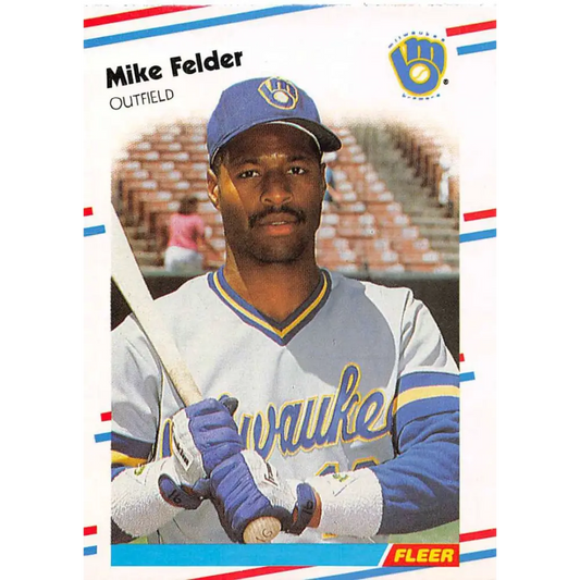 1988 Fleer #164 Mike Felder EX Excellent Milwaukee Brewers Baseball Card  Image 1