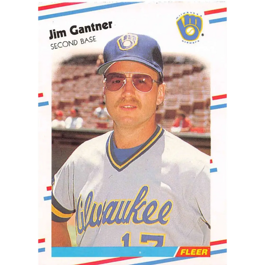1988 Fleer #165 Jim Gantner EX Excellent Milwaukee Brewers Baseball Card  Image 1