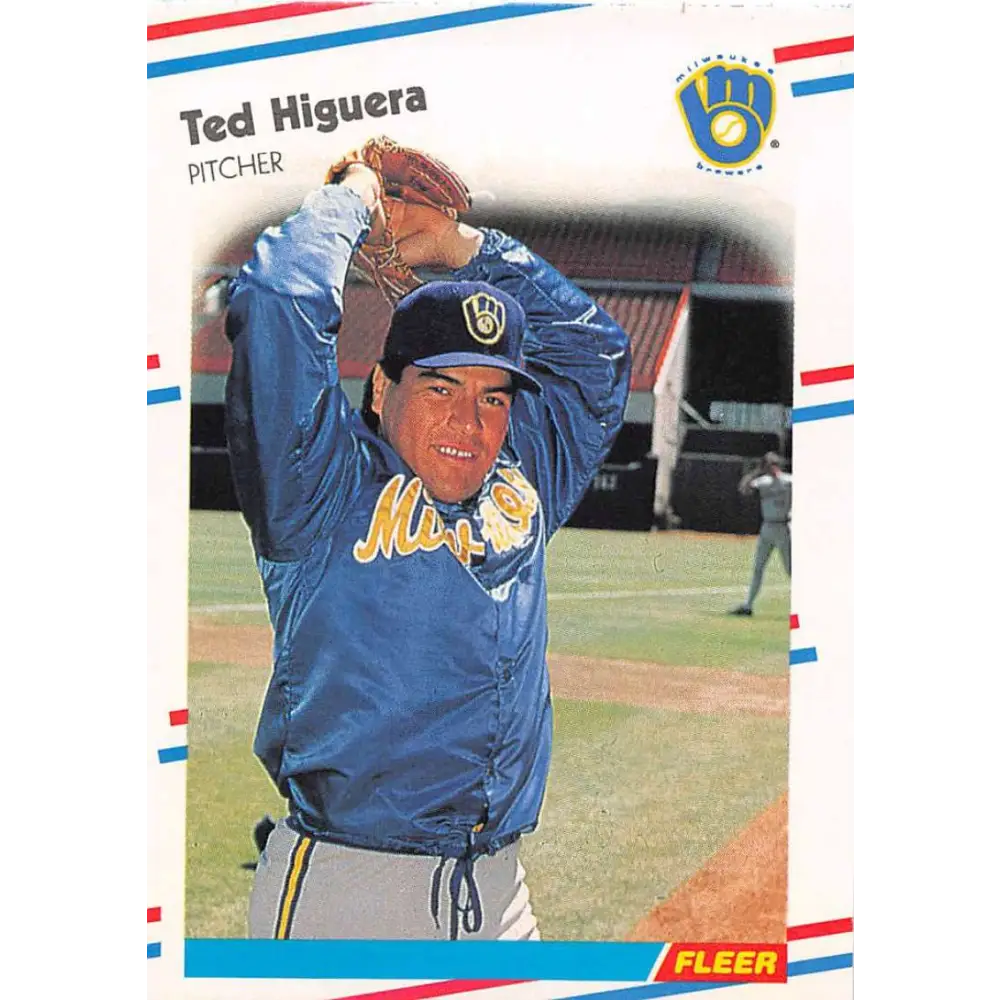 1988 Fleer #166 Teddy Higuera EX Excellent Milwaukee Brewers Baseball Card  Image 1