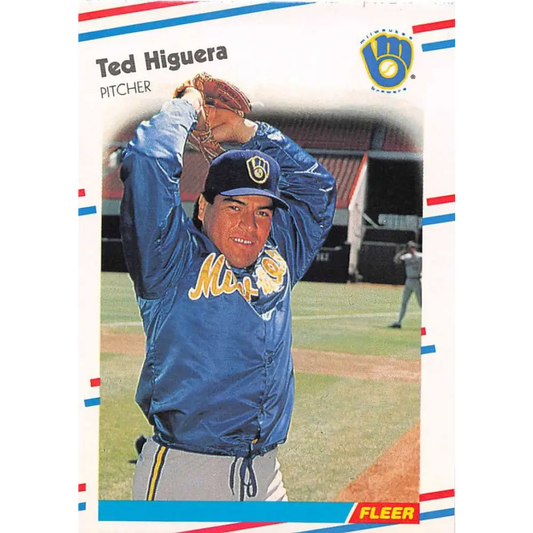 1988 Fleer #166 Teddy Higuera EX Excellent Milwaukee Brewers Baseball Card  Image 1