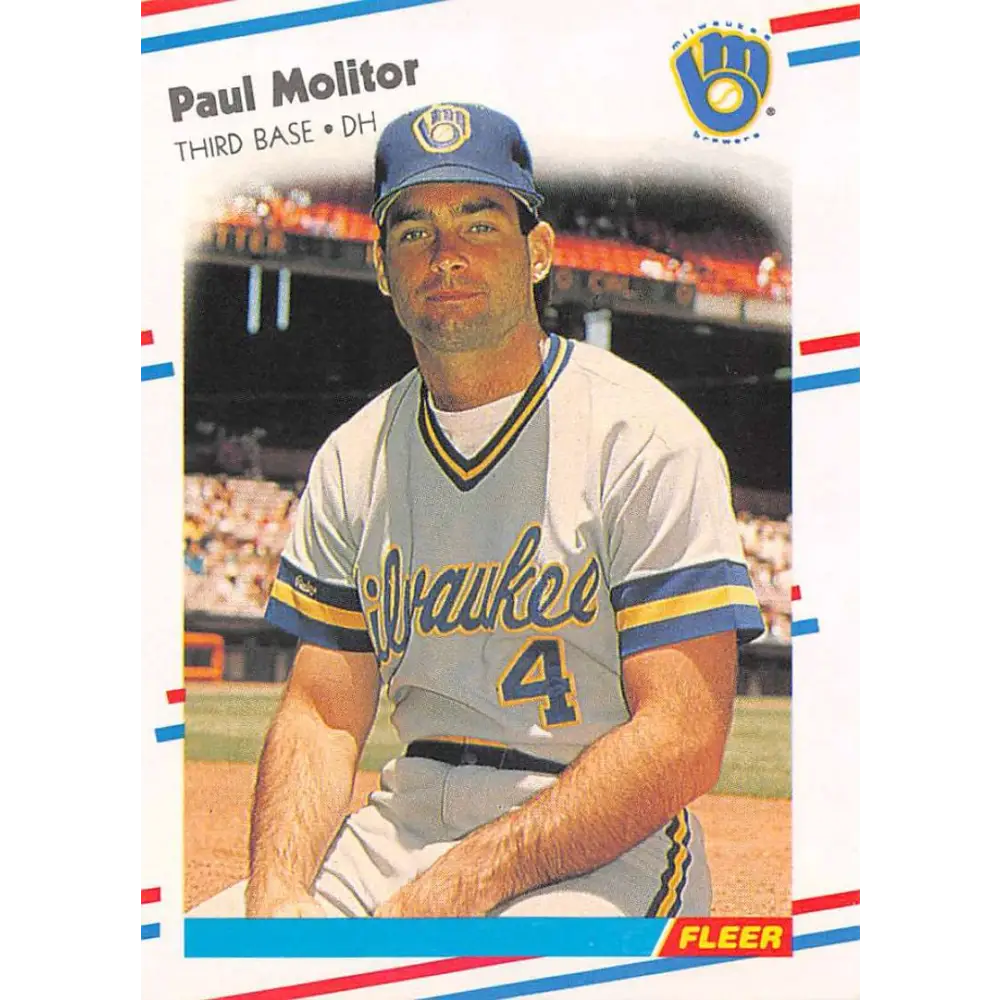 1988 Fleer #169 Paul Molitor EX Excellent Milwaukee Brewers Baseball Card  Image 1