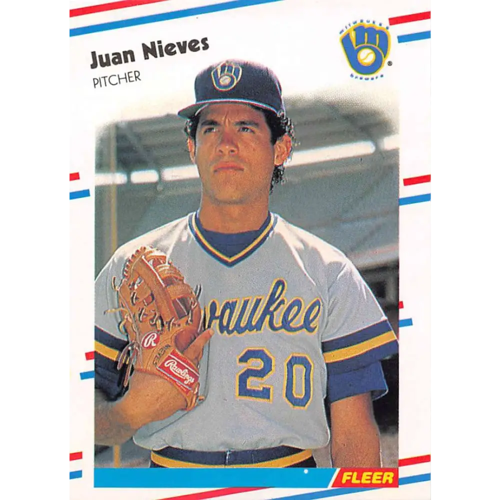 1988 Fleer #170 Juan Nieves EX Excellent Milwaukee Brewers Baseball Card  Image 1