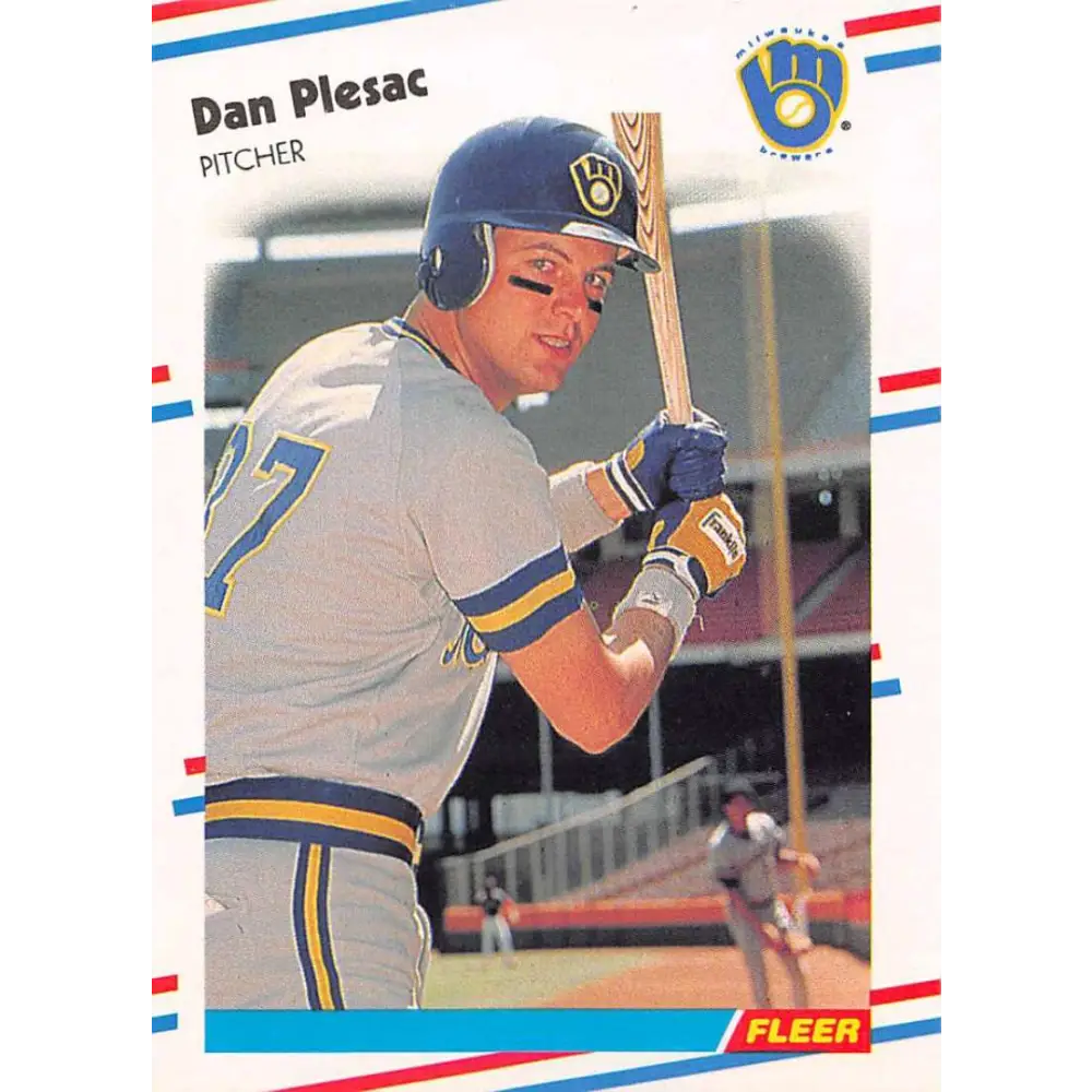 1988 Fleer #171 Dan Plesac EX Excellent Milwaukee Brewers Baseball Card  Image 1