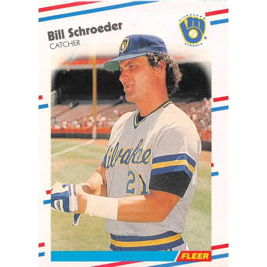 1988 Fleer #173 Bill Schroeder EX Excellent Milwaukee Brewers Baseball Card  Image 1