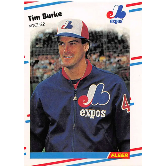 1988 Fleer #180 Tim Burke EX Excellent Montreal Expos Baseball Card  Image 1