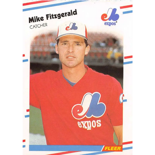 1988 Fleer #182 Mike Fitzgerald EX Excellent Montreal Expos Baseball Card  Image 1