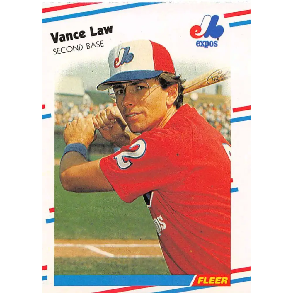1988 Fleer #187 Vance Law EX Excellent Montreal Expos Baseball Card  Image 1