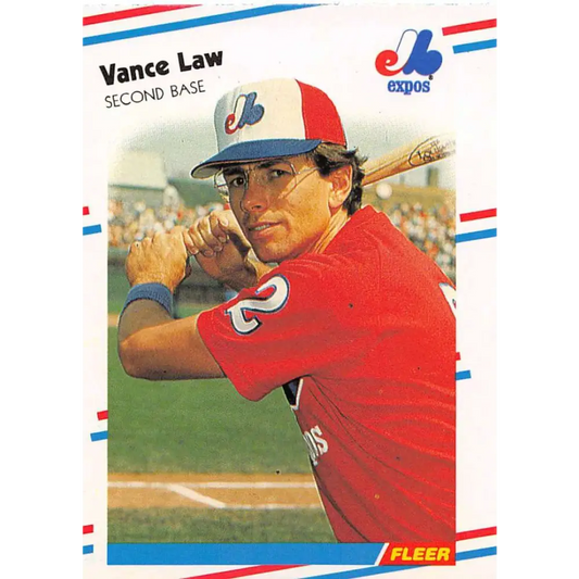 1988 Fleer #187 Vance Law EX Excellent Montreal Expos Baseball Card  Image 1