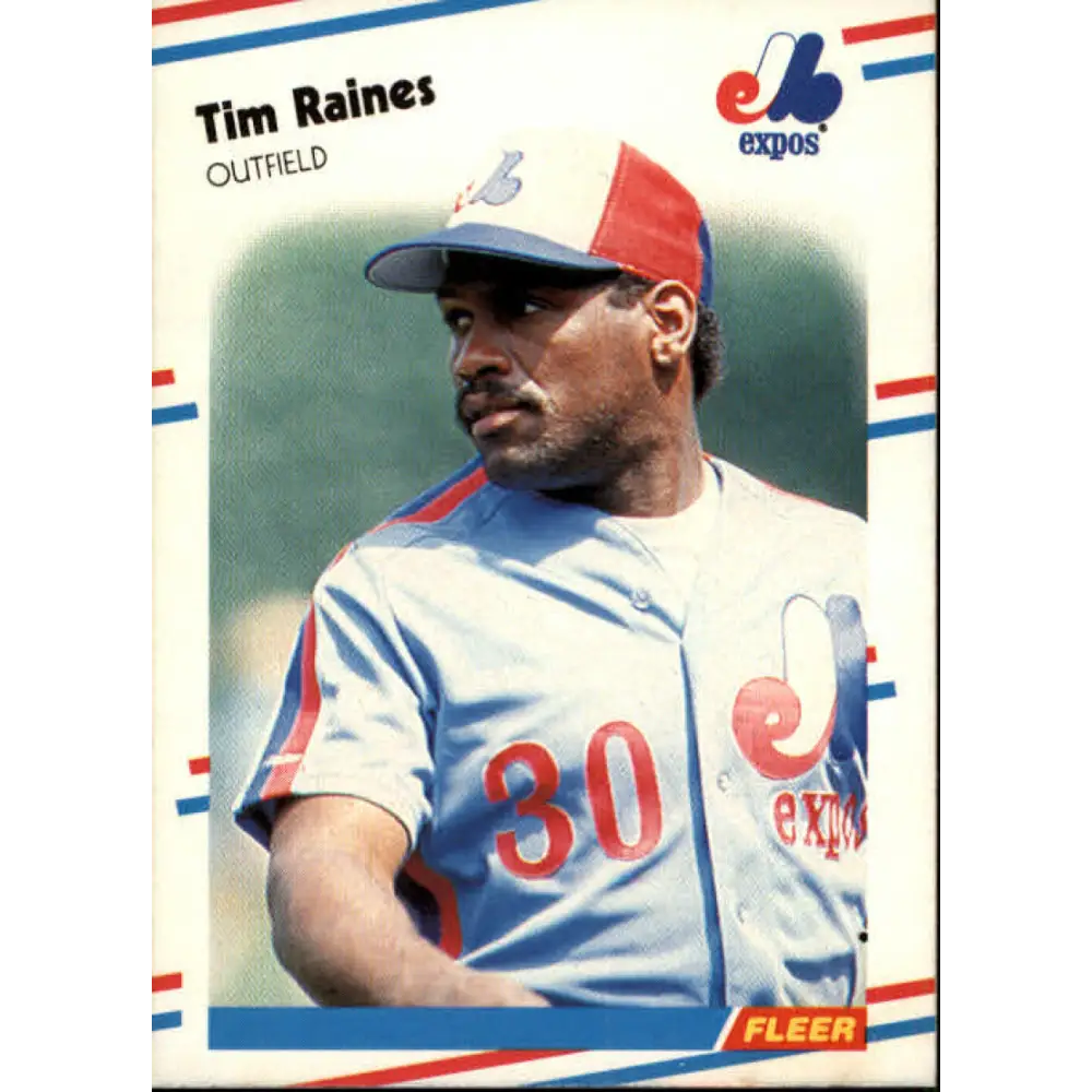 1988 Fleer #193 Tim Raines EX Excellent Montreal Expos Baseball Card  Image 1