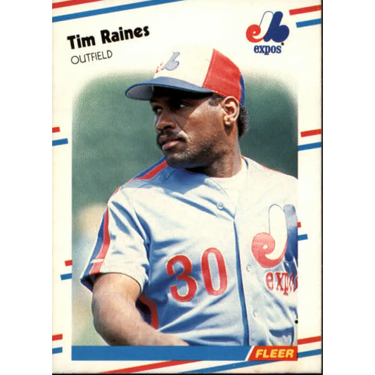 1988 Fleer #193 Tim Raines EX Excellent Montreal Expos Baseball Card  Image 1