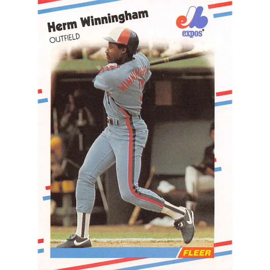 1988 Fleer #200 Herm Winningham EX Excellent Montreal Expos Baseball Card  Image 1