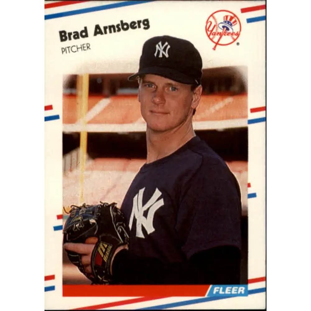 1988 Fleer #202 Brad Arnsberg EX Excellent RC Rookie New York Yankees Baseball Card  Image 1