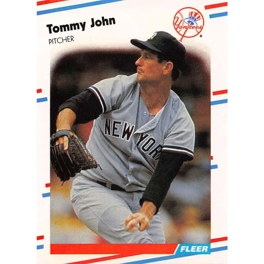 1988 Fleer #211 Tommy John EX Excellent New York Yankees Baseball Card  Image 1