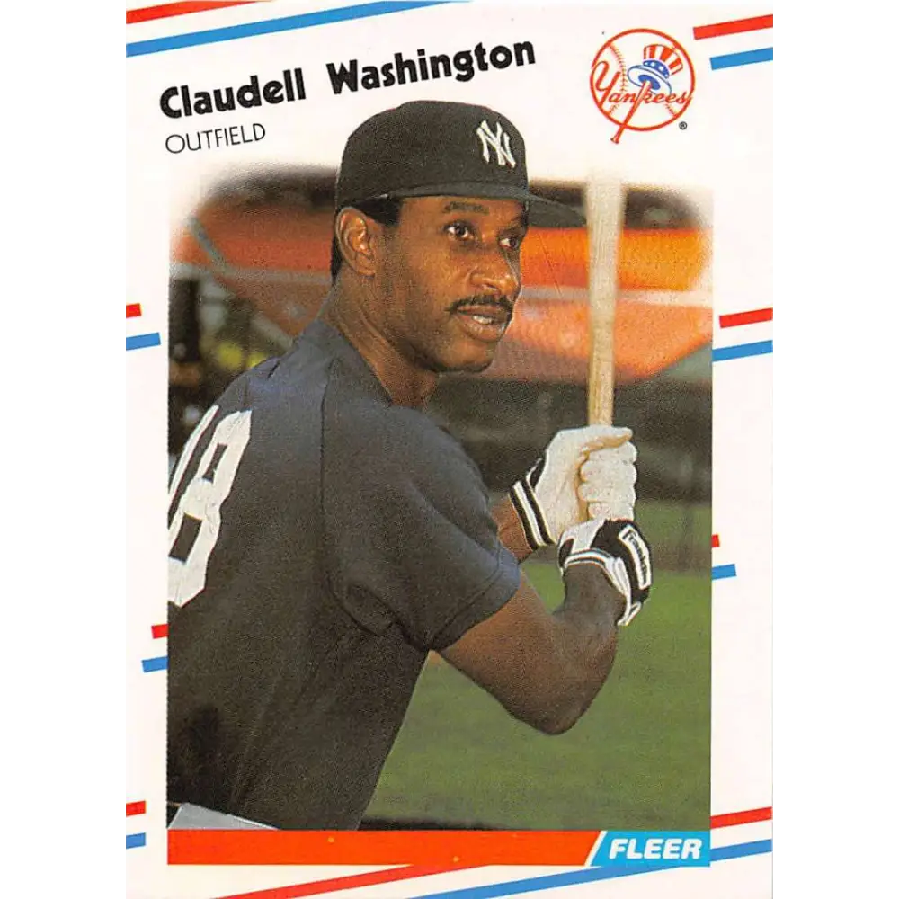 1988 Fleer #225 Claudell Washington EX Excellent New York Yankees Baseball Card  Image 1