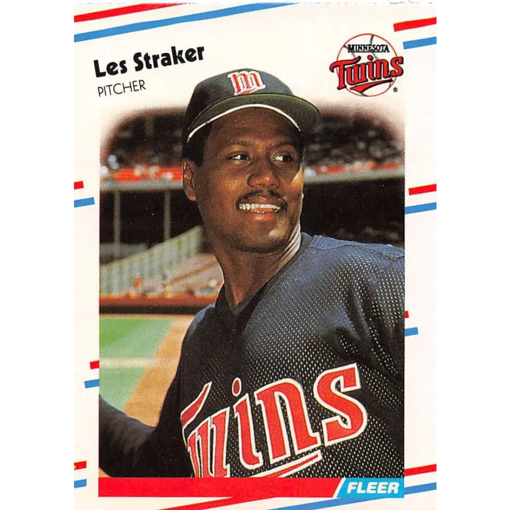 1988 Fleer #24 Les Straker EX Excellent Minnesota Twins Baseball Card  Image 1