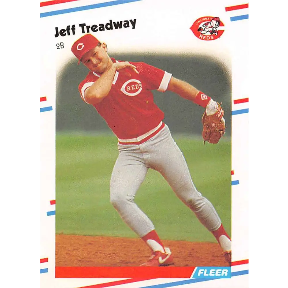1988 Fleer #249 Jeff Treadway EX Excellent RC Rookie Cincinnati Reds Baseball Card  Image 1