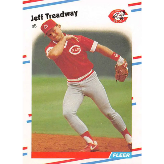 1988 Fleer #249 Jeff Treadway EX Excellent RC Rookie Cincinnati Reds Baseball Card  Image 1