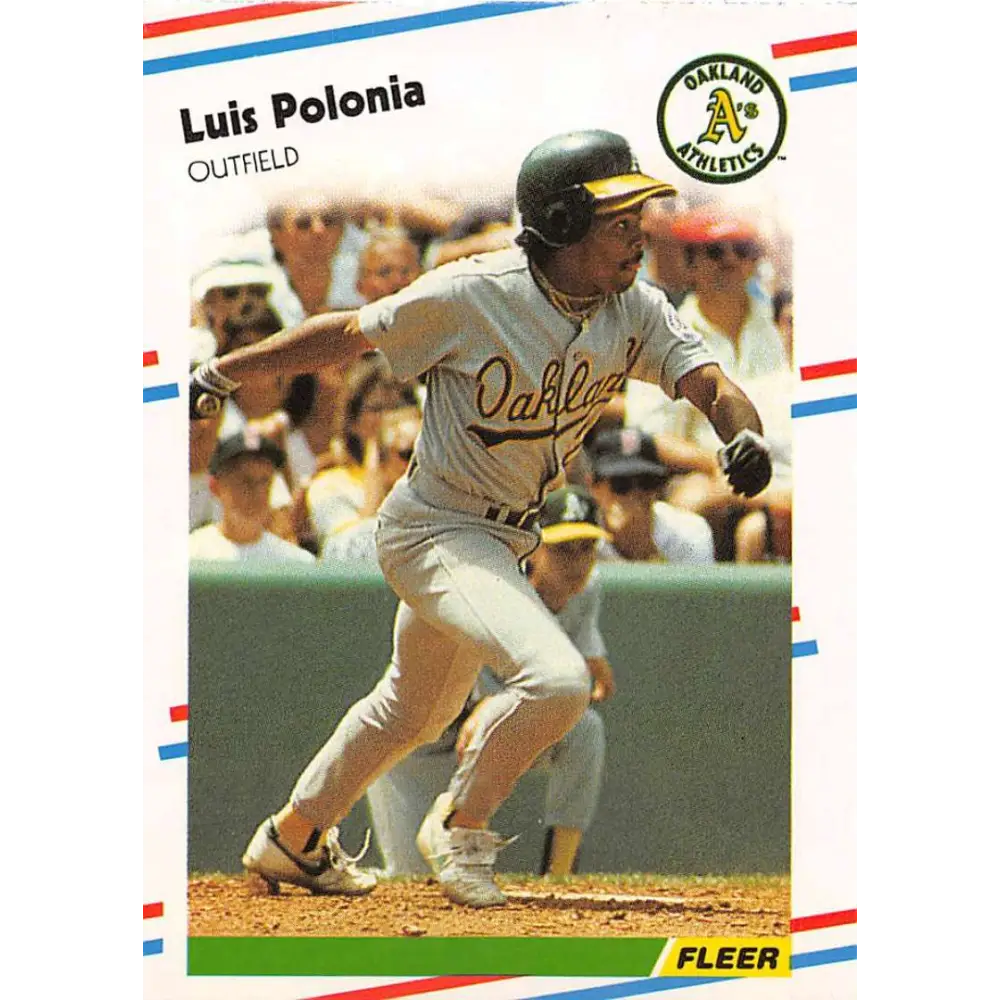 1988 Fleer #292 Luis Polonia EX Excellent RC Rookie Oakland Athletics Baseball Card  Image 1