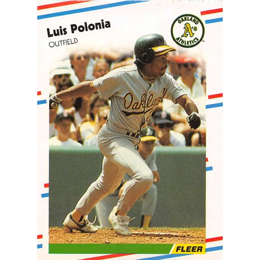 1988 Fleer #292 Luis Polonia EX Excellent RC Rookie Oakland Athletics Baseball Card  Image 1