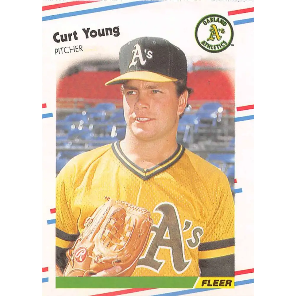 1988 Fleer #296 Curt Young EX Excellent Oakland Athletics Baseball Card  Image 1