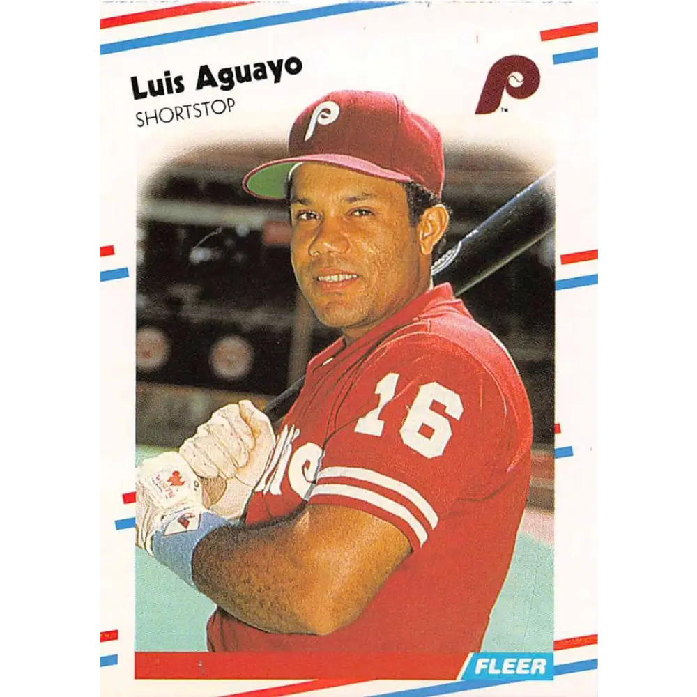 1988 Fleer #297 Luis Aguayo EX Excellent Philadelphia Phillies Baseball Card  Image 1