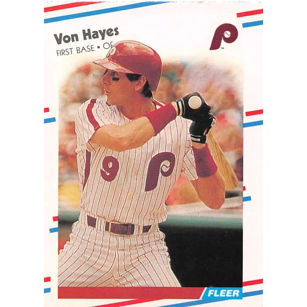 1988 Fleer #304 Von Hayes EX Excellent Philadelphia Phillies Baseball Card  Image 1