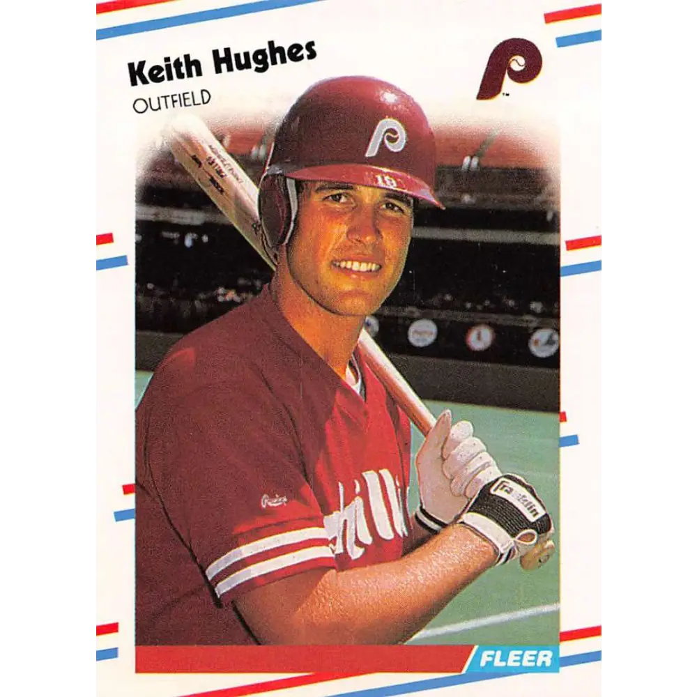 1988 Fleer #305 Keith Hughes EX Excellent RC Rookie Philadelphia Phillies Baseball Card  Image 1