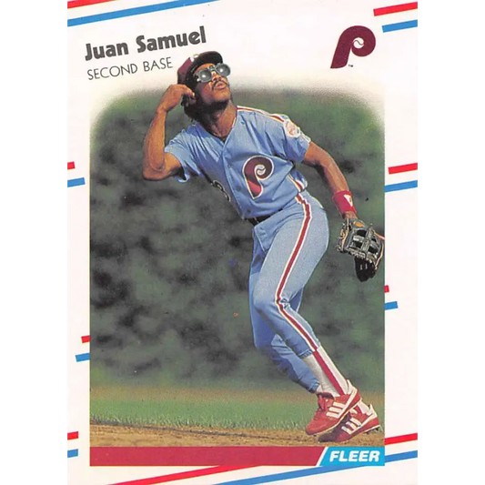 1988 Fleer #314 Juan Samuel EX Excellent Philadelphia Phillies Baseball Card  Image 1