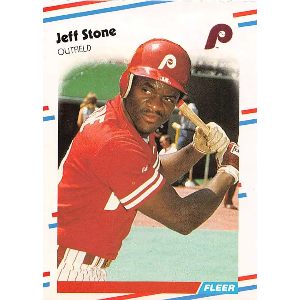 1988 Fleer #317 Jeff Stone EX Excellent Philadelphia Phillies Baseball Card  Image 1