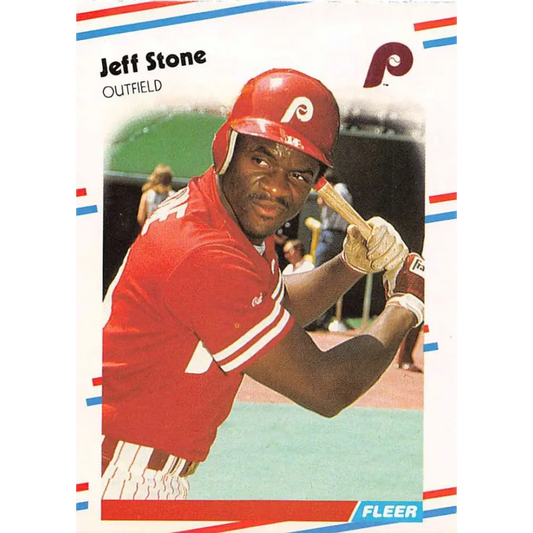 1988 Fleer #317 Jeff Stone EX Excellent Philadelphia Phillies Baseball Card  Image 1